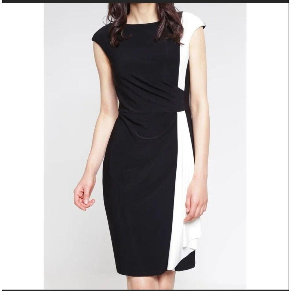 Lauren Ralph Lauren Drape Front Colorblock Dress NWT